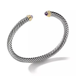 David Yurman 5mm Cable Bracelet with Amethyst and 14k yellow gold